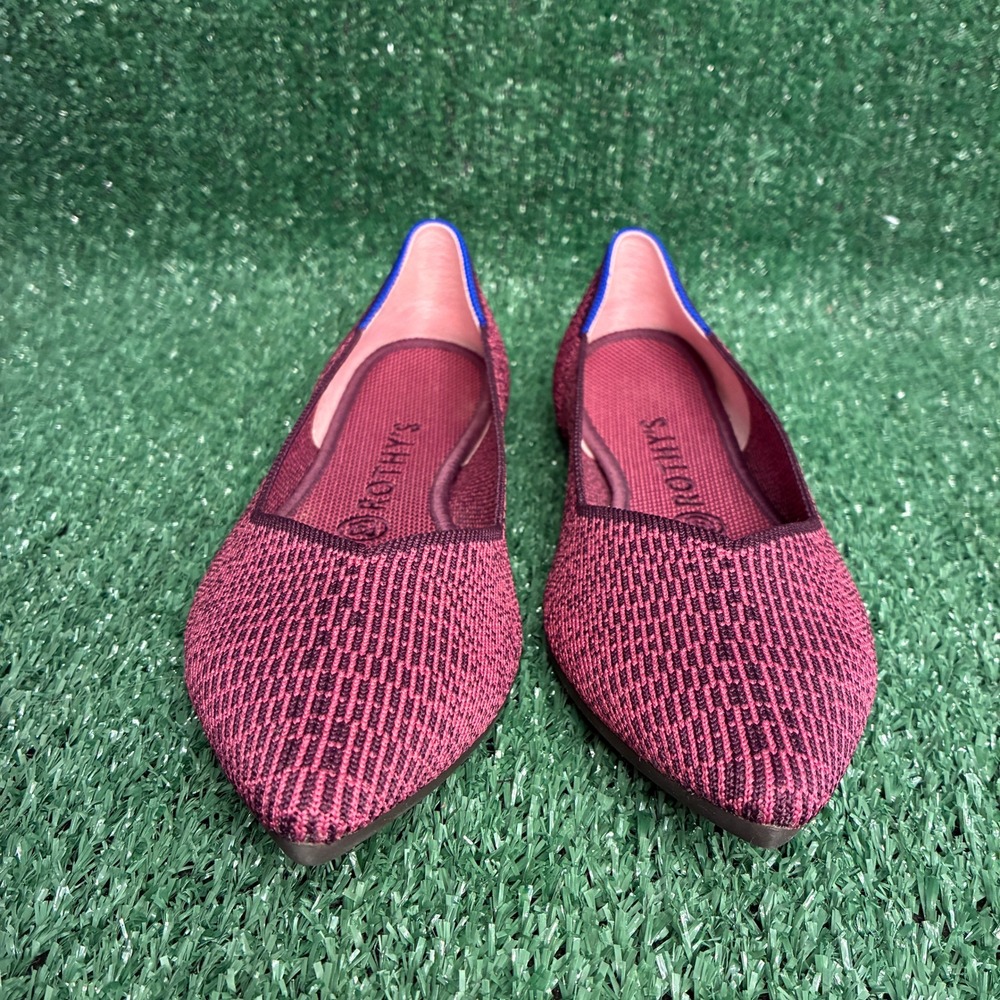 Rothy's The Point Fig Python Knit Washable Sustainable Flat Burgundy Womens Sz 9